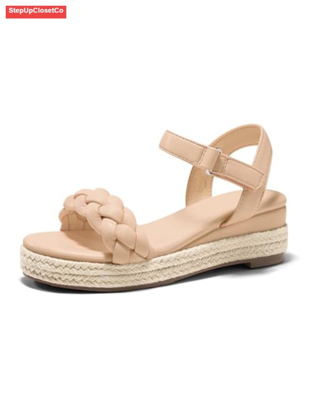 Girls Platform Sandals Espadrille Braid Open Toe Ankle Strap Wedge